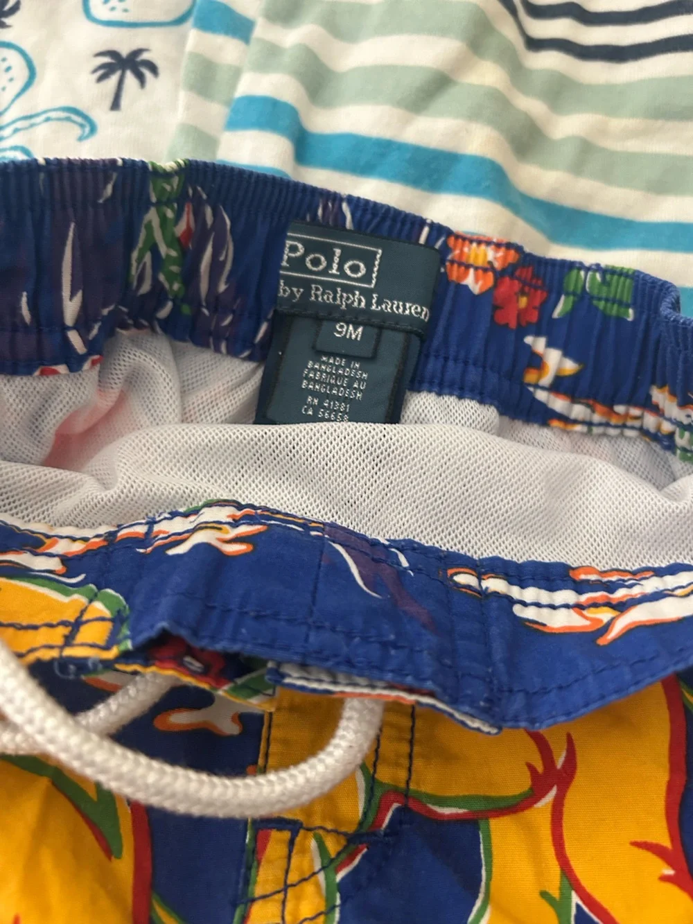 Vtg Infant Boys Ralph Lauren Aloha Jungle Elephant Swim Trunks 9M